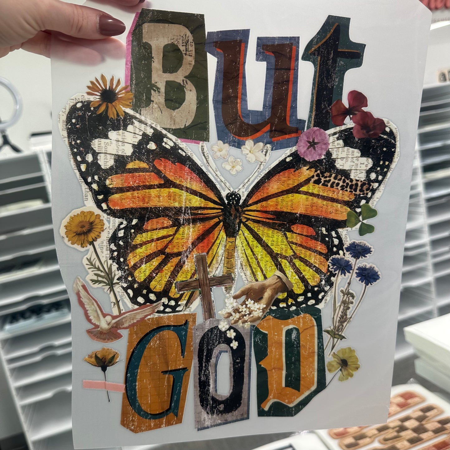 But God clear film screen print