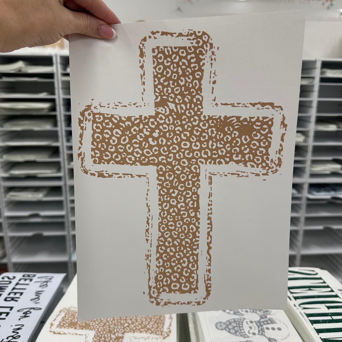leopard cross screen print transfer