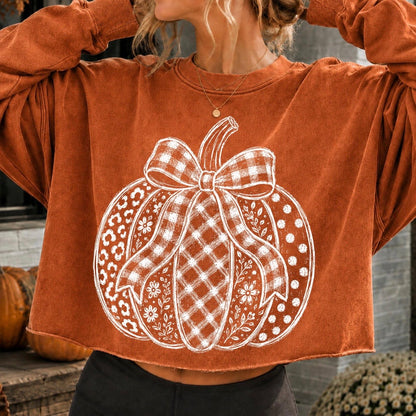 mixed pattern pumpkin doodle screen print transfer