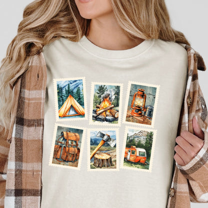 camping stamps clear film screen print