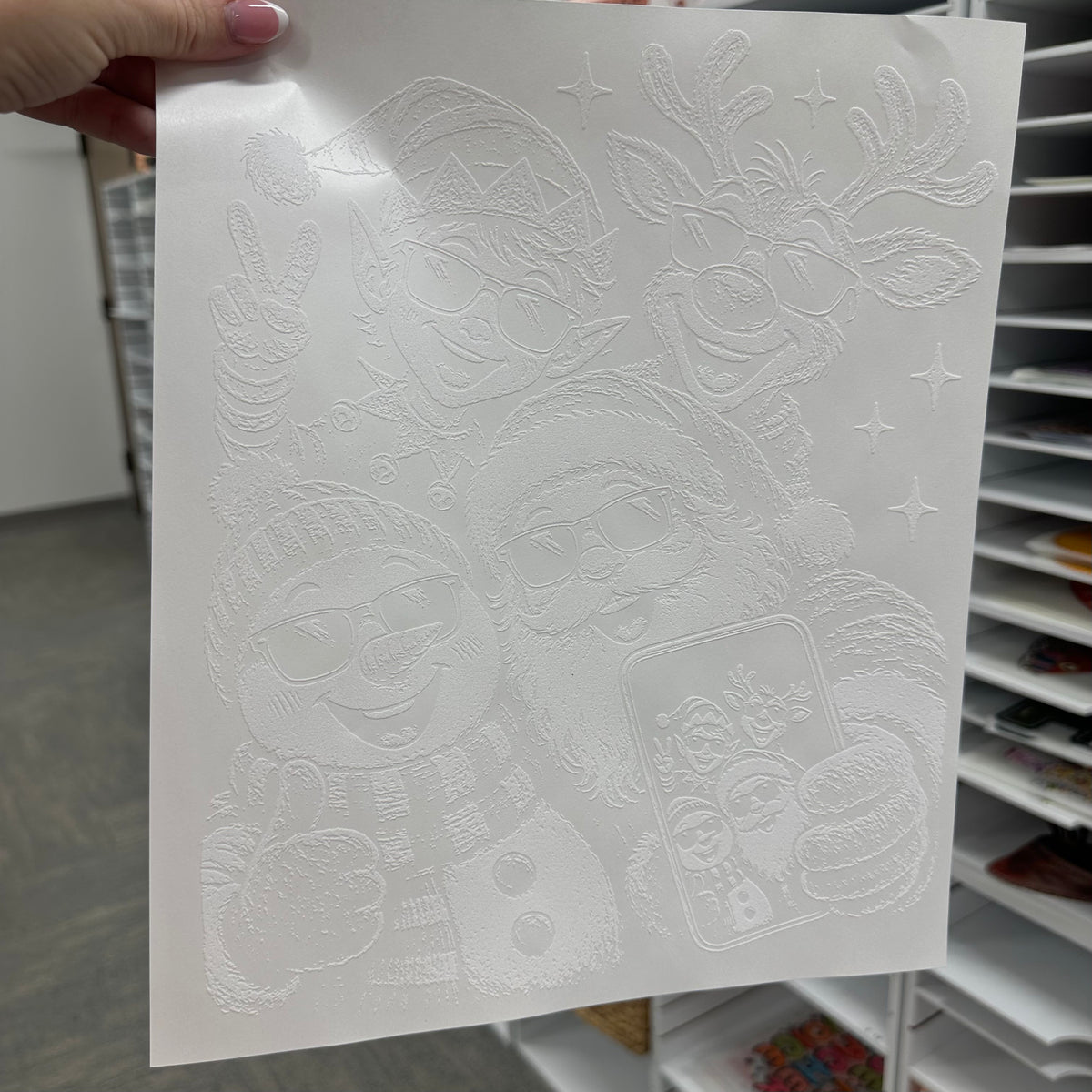 christmas selfie screen print transfer