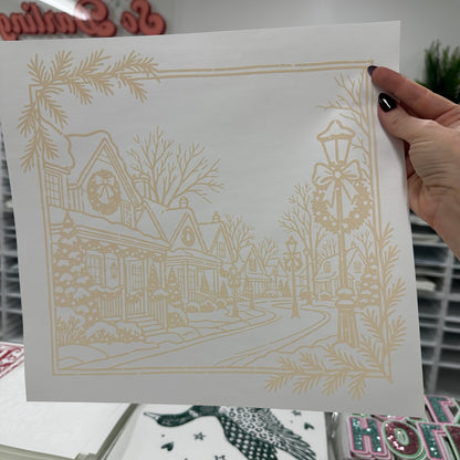 christmas village screen print transfer•