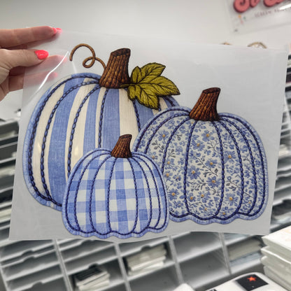 blue pumpkin faux applique clear film screen print