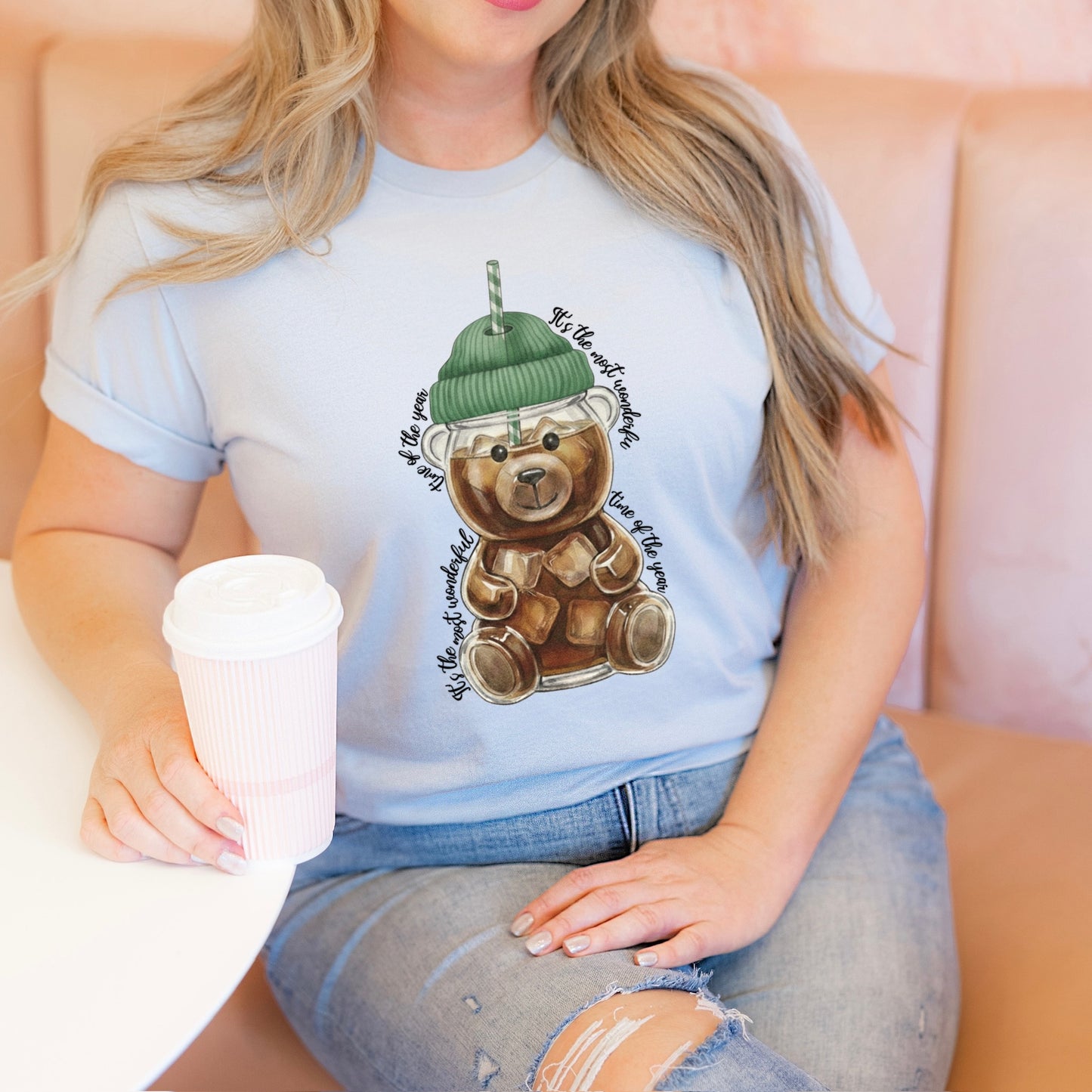 coffee tumbler teddy bear clear film screen print