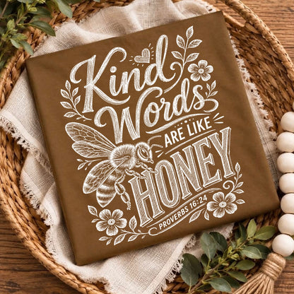 kind words are like honey screen print transfer•