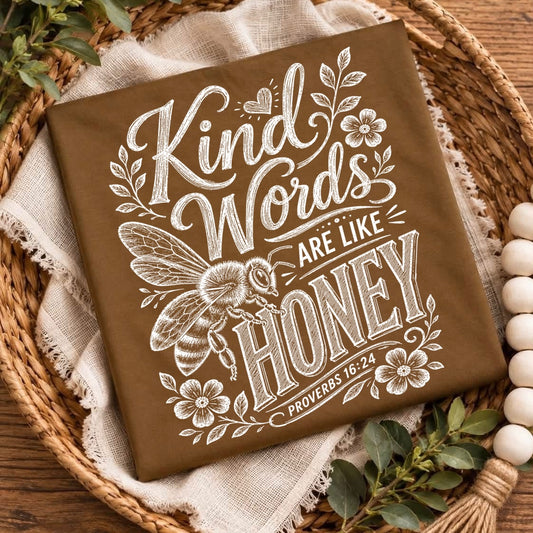 kind words are like honey screen print transfer•