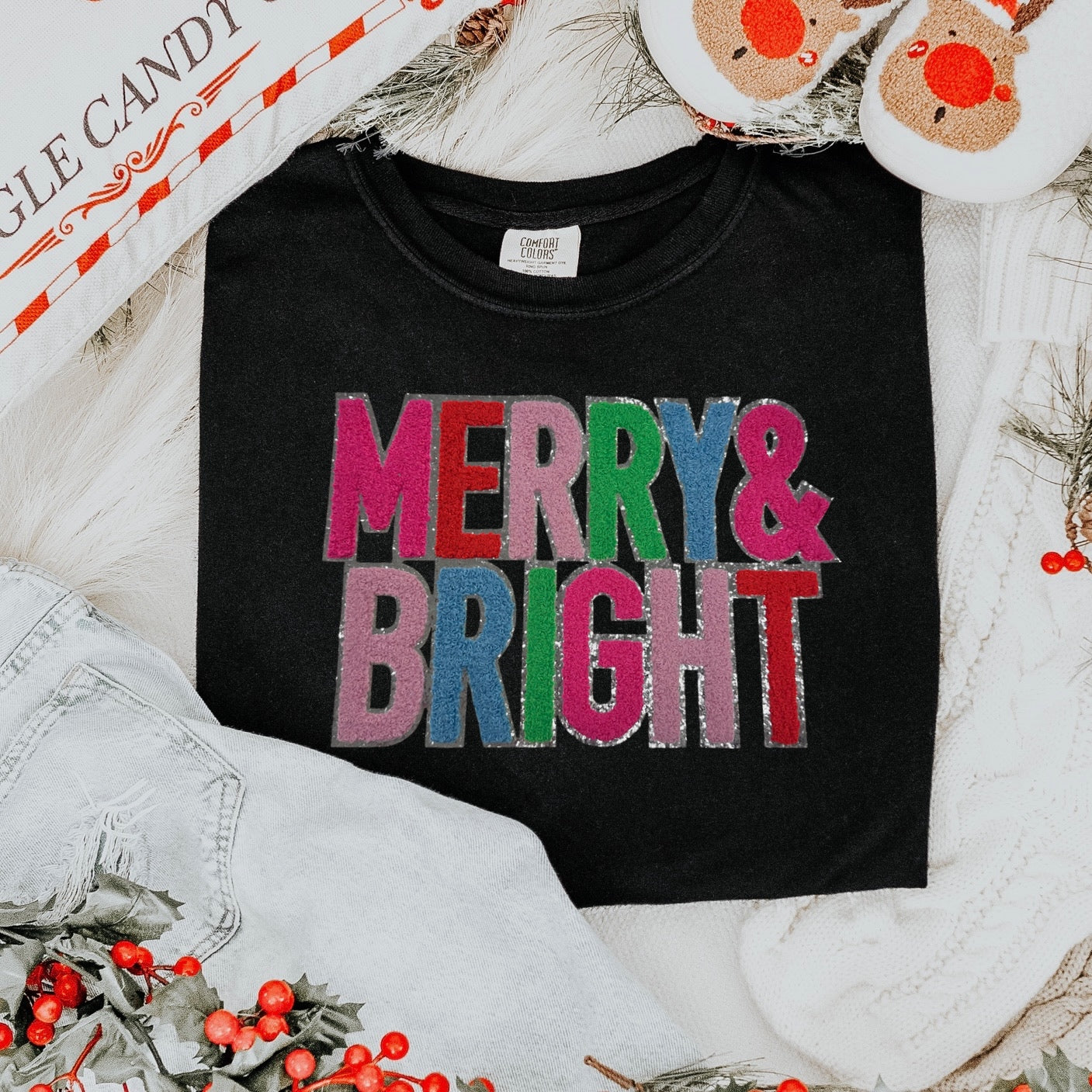 Chenille Patch - Multi color Merry & Bright