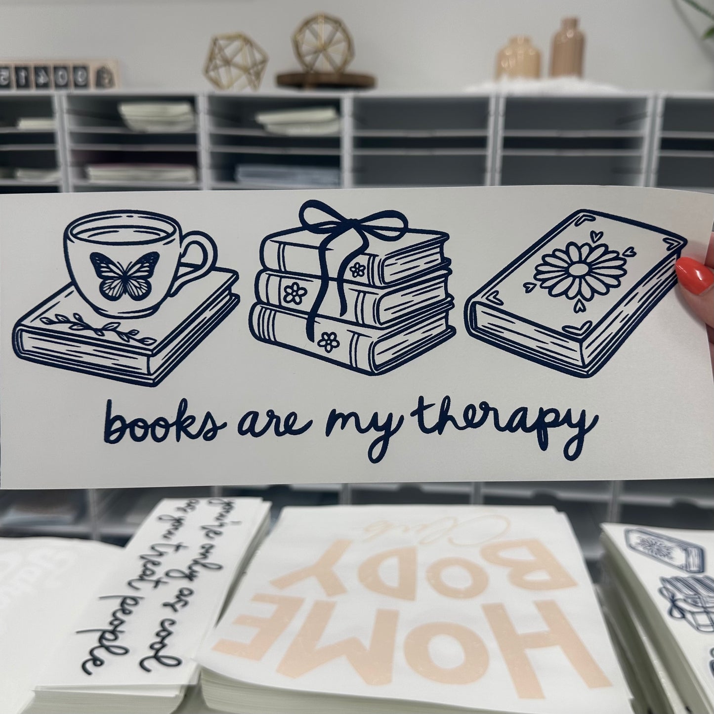 books are my therapy screen print transfer