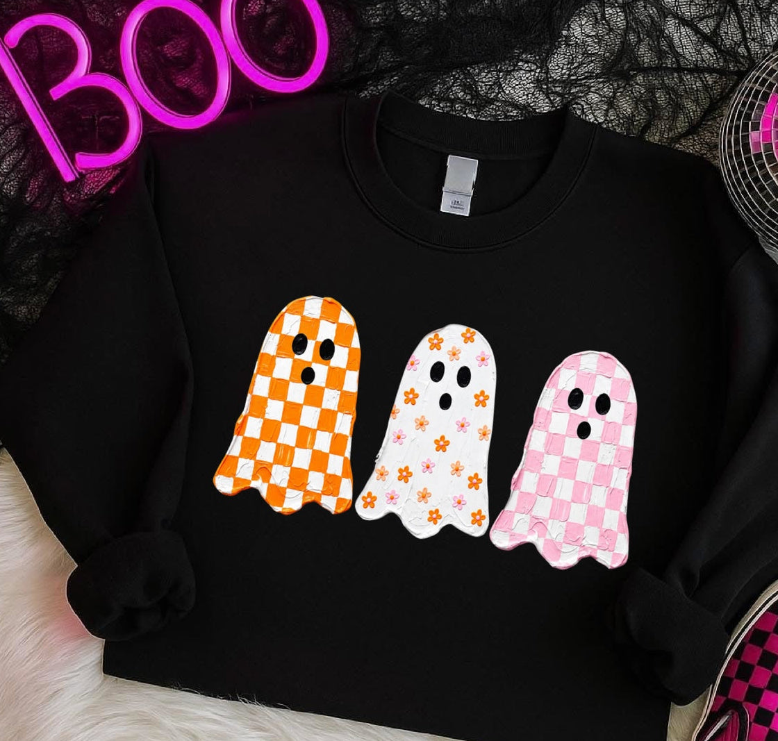 pink & orange ghost trio clear film screen print