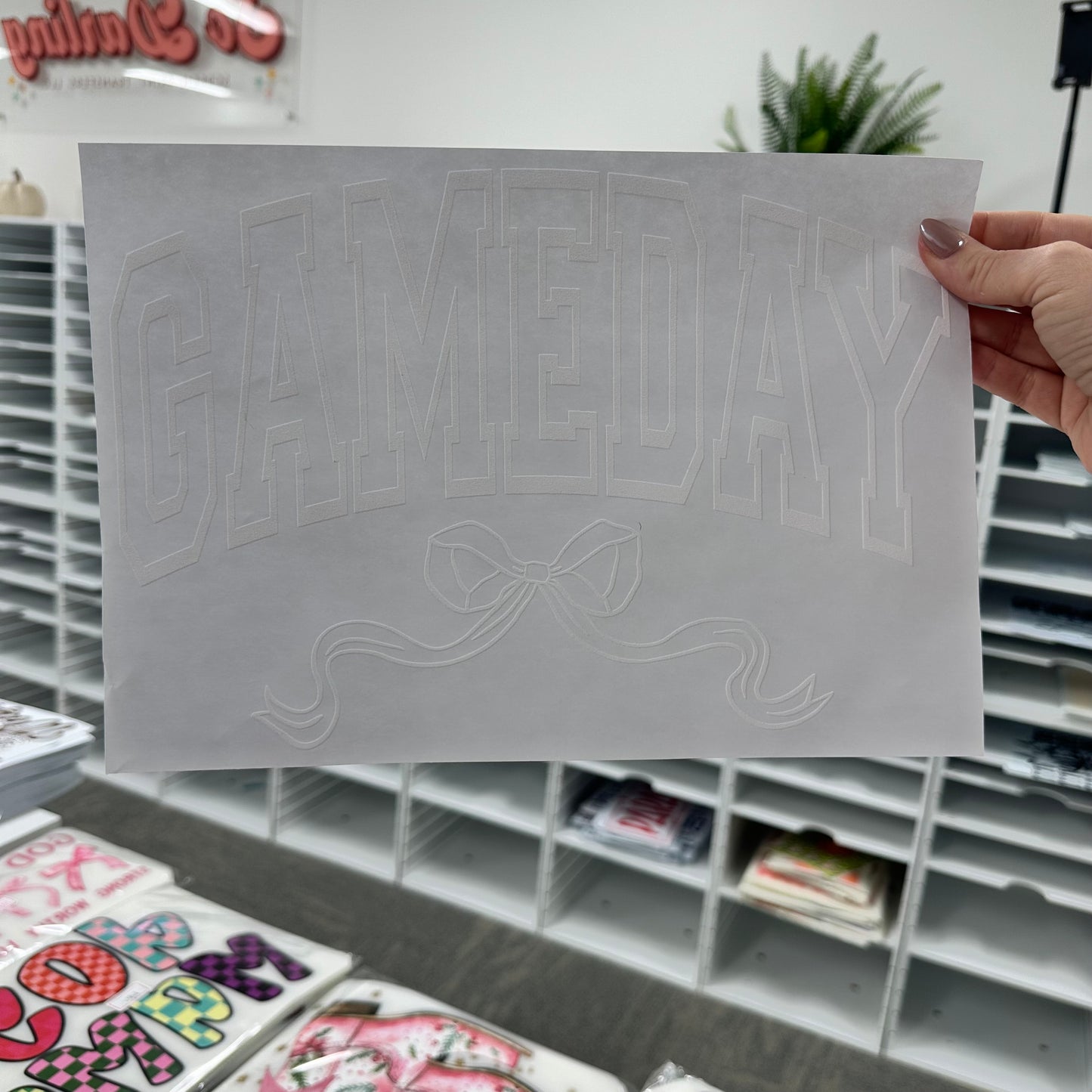 game day bow screen print transfer