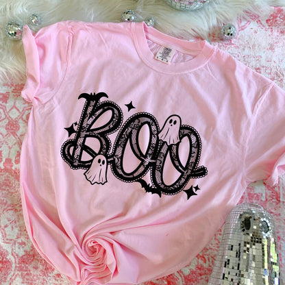 BOO lace screen print transfer•