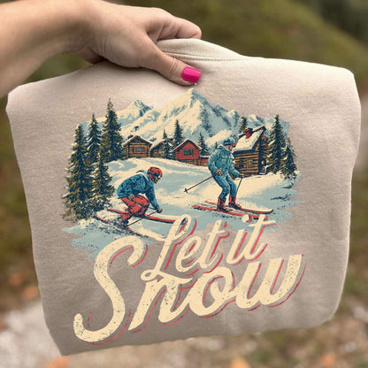 Skiing Let it snow clear film screen print