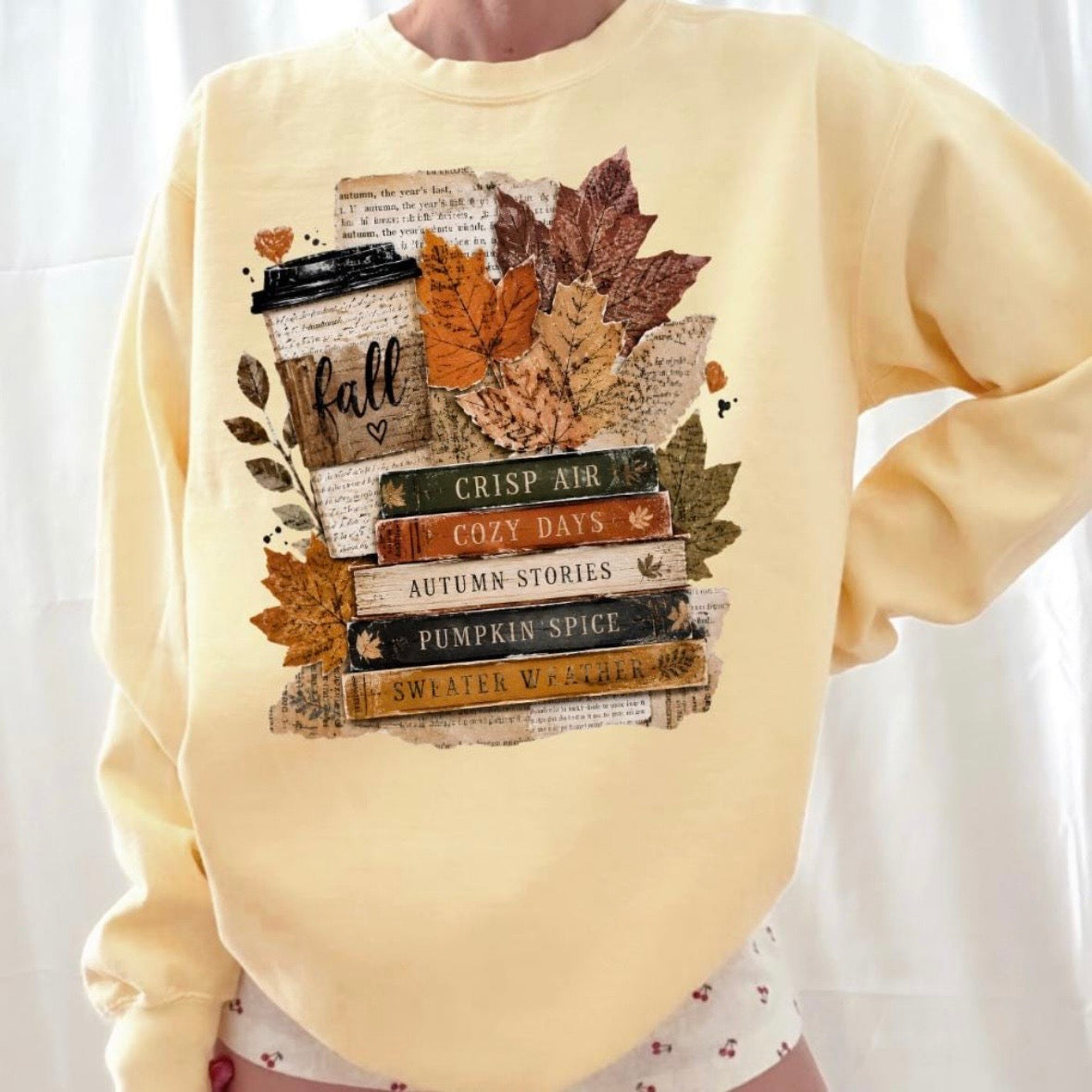 autumn books clear film screen print