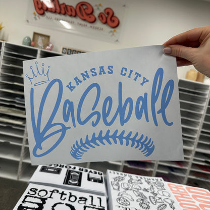 BASEBALL KANSAS CITY SCREEN PRINT TRANSFER