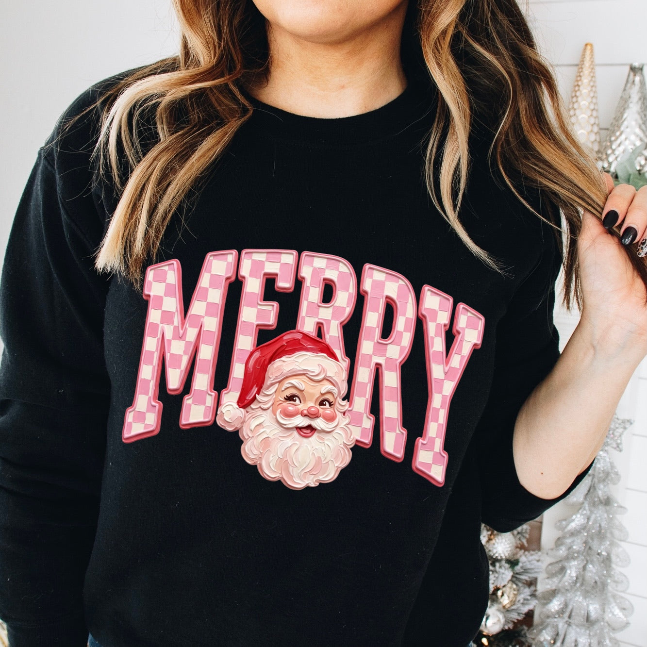 PRE-ORDER pink checker MERRY DTF 5-7 biz day tat