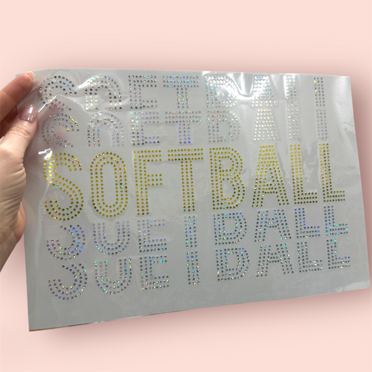 Spangle Transfer - Softball stacked font