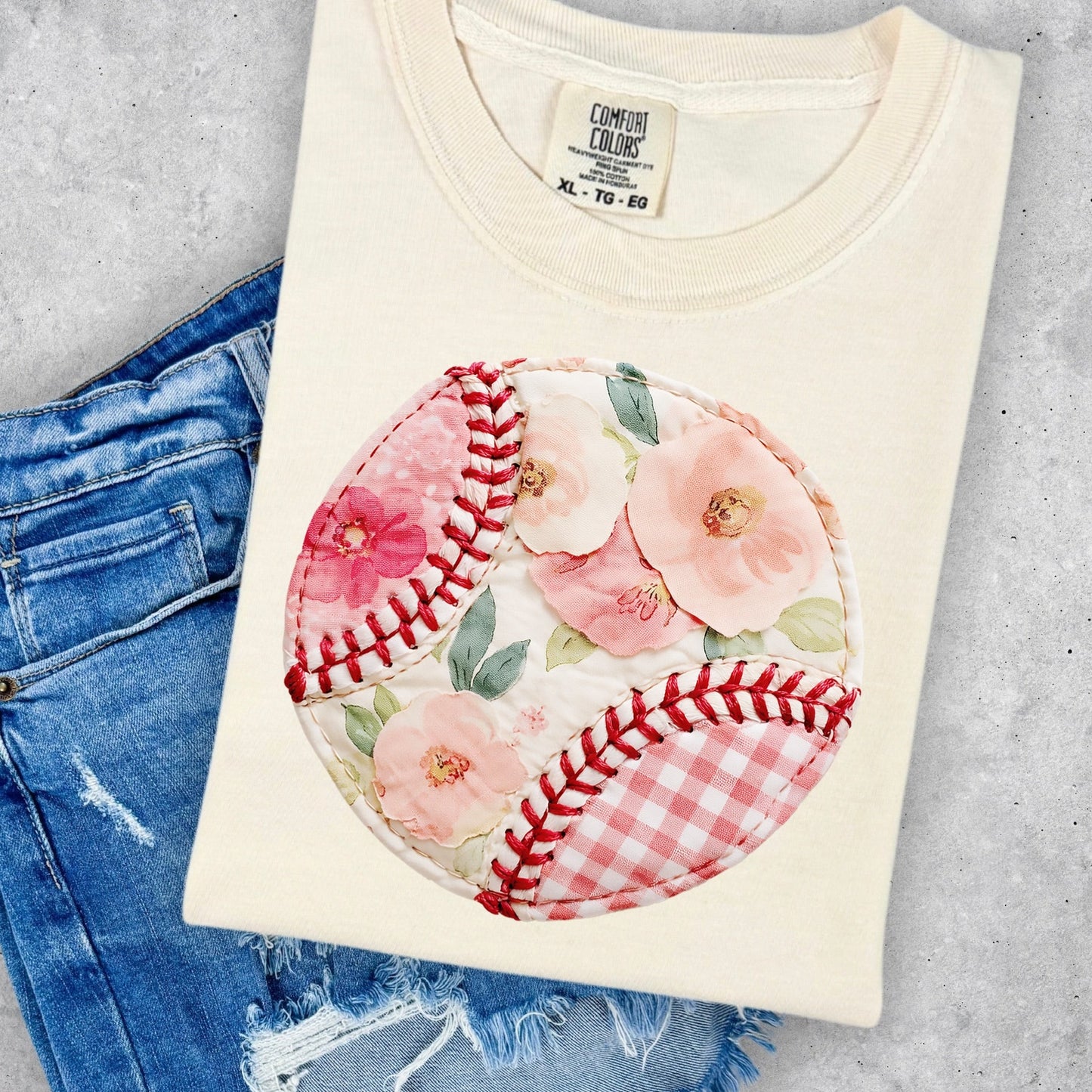 quilted baseball clear film screen print