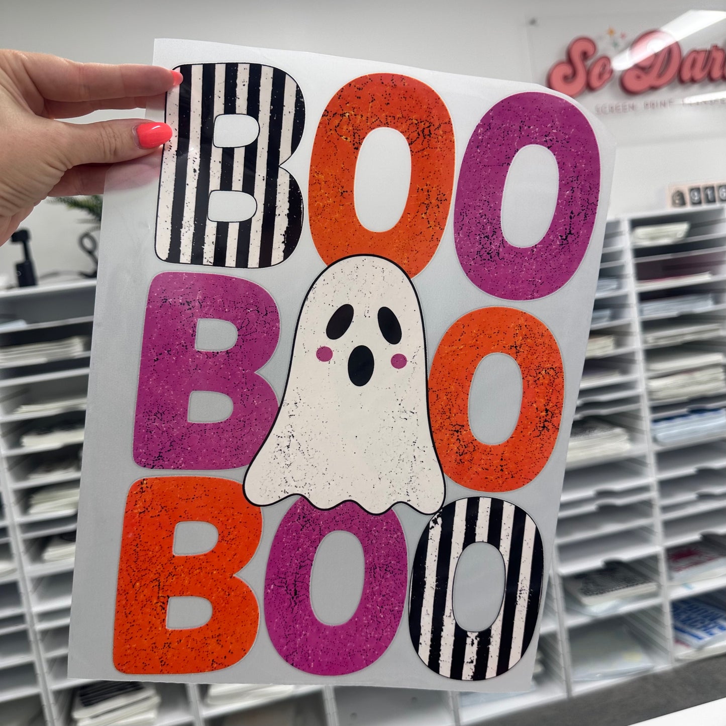 boo boo boo ghost clear film screen print