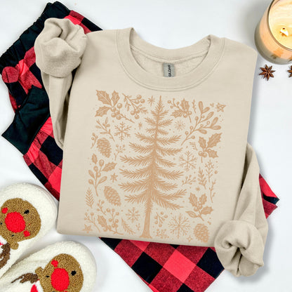 Tan ink Winter tree screen print transfer