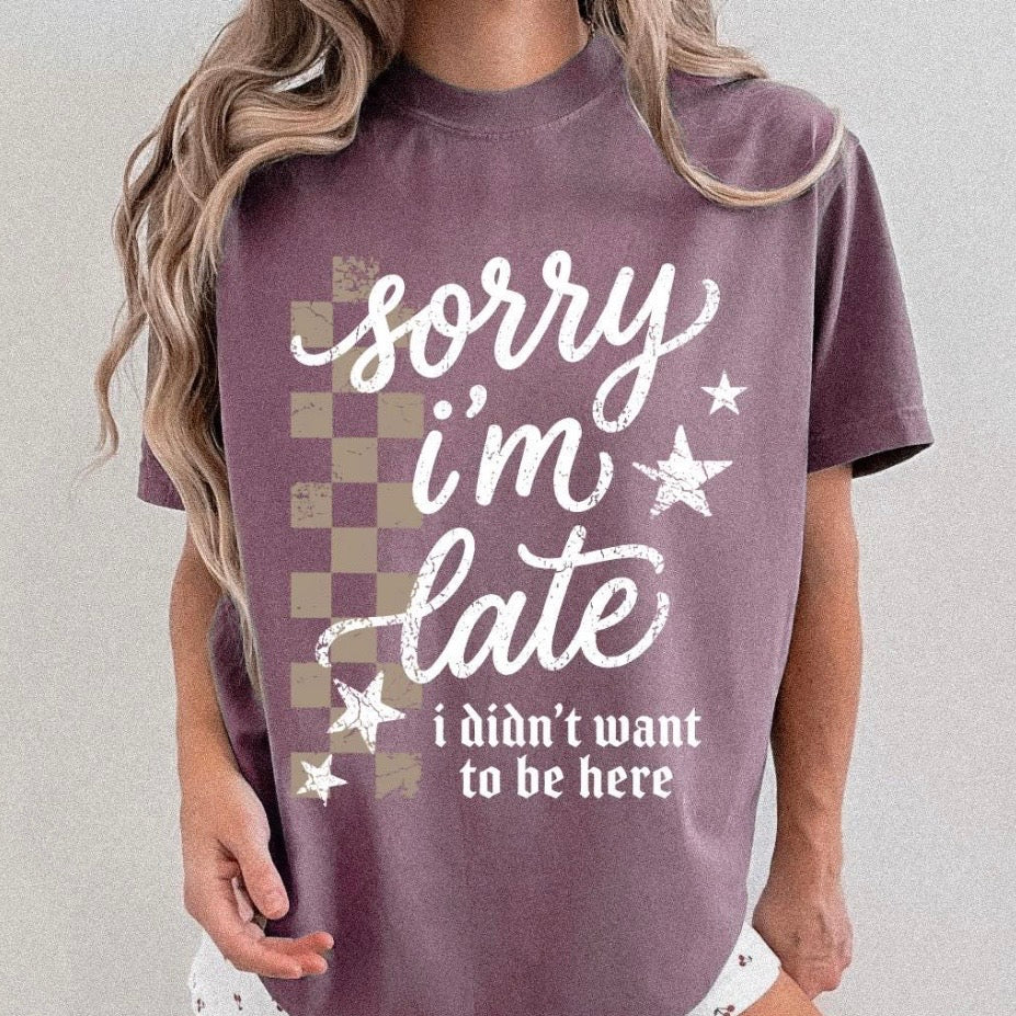 sorry im late clear film screen print