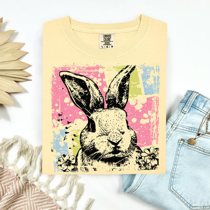 color splash bunny clear film screen print