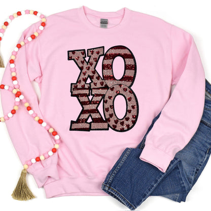 Sequins Patch - XOXO pink & red