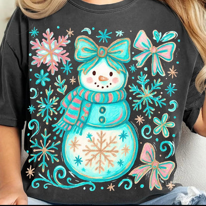 GLITTER snowgirl clear film screen print