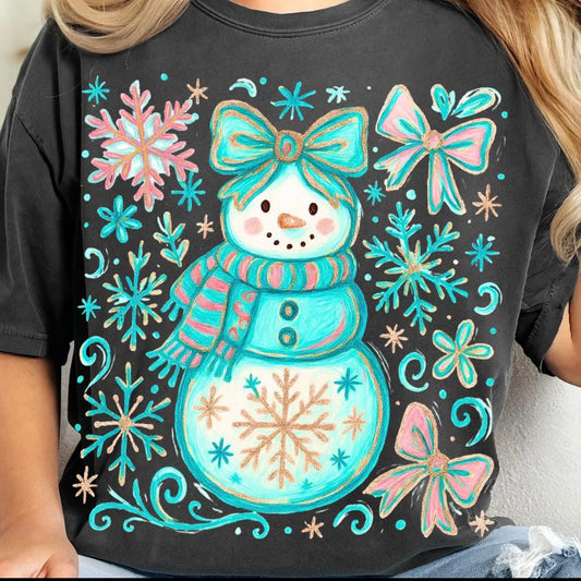 GLITTER snowgirl clear film screen print