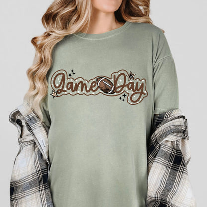 game day football clear film screen print