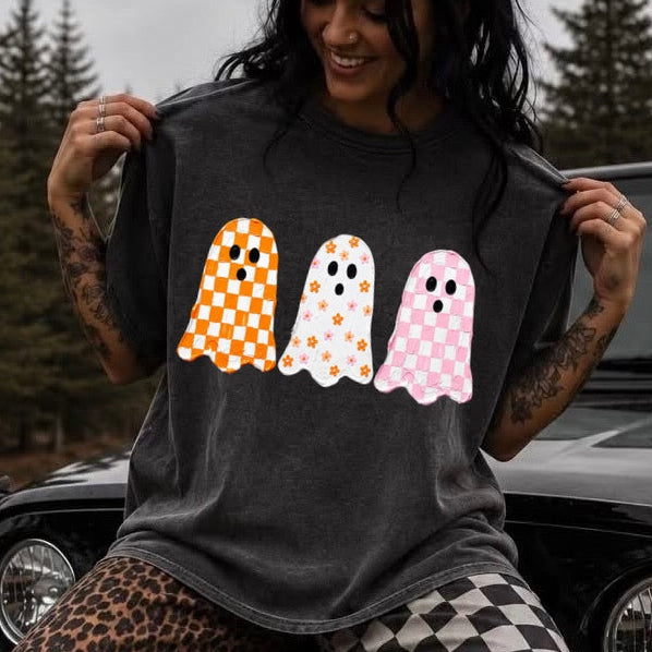 pink & orange ghost trio clear film screen print