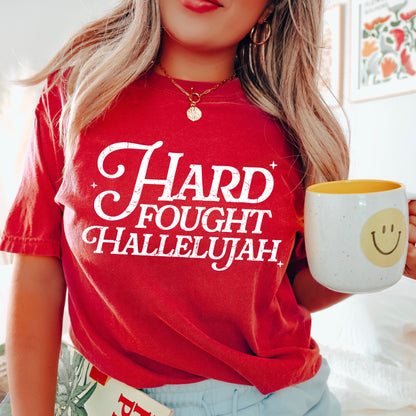 HARD FOUGHT HALLELUJAH screen print transfer