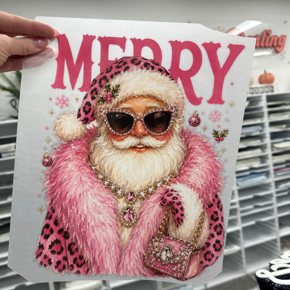 bougie merry santa clear film screen print•