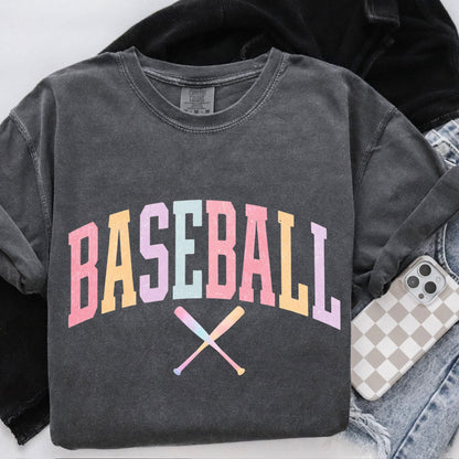 Baseball pastels clear film screen print