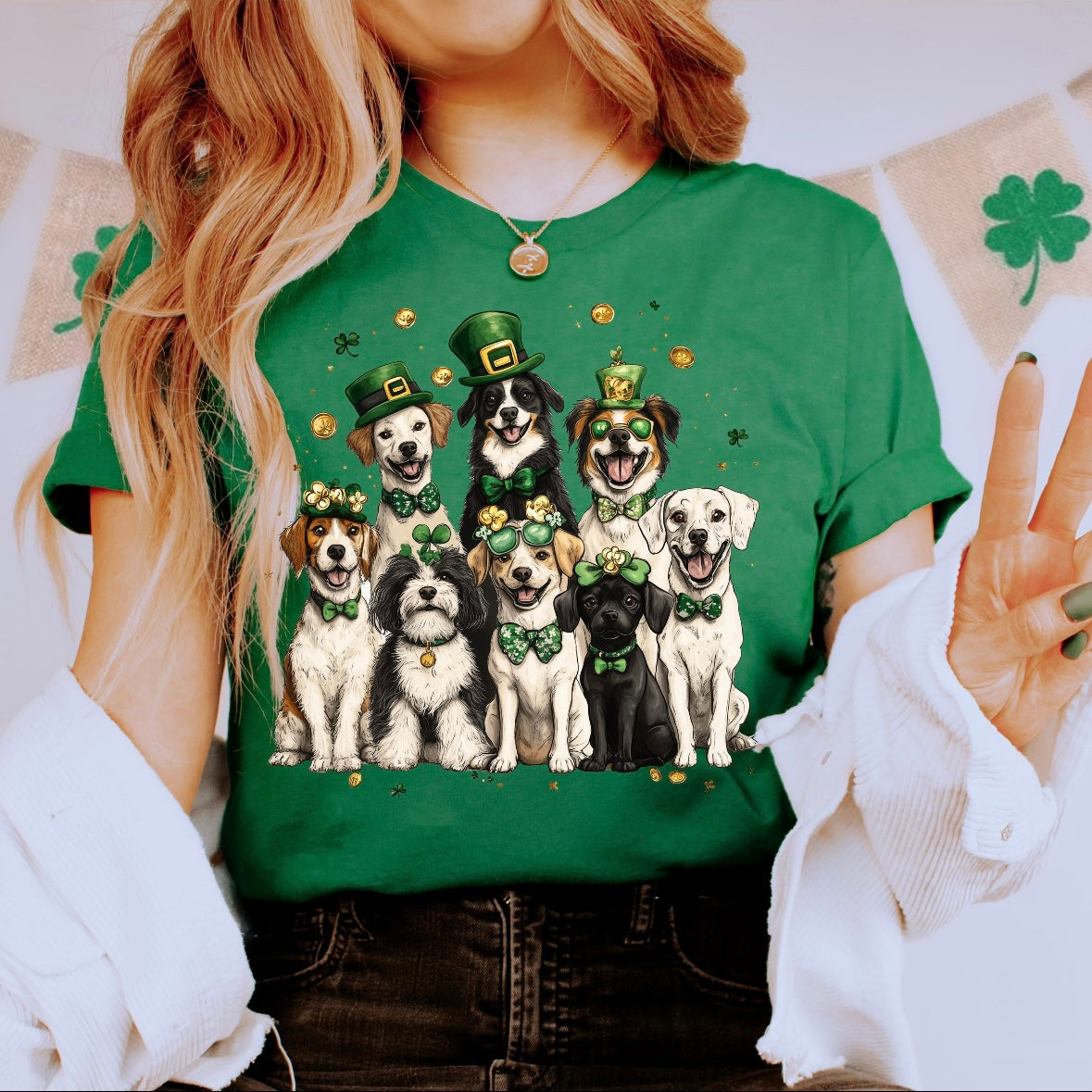 St. Patty's Dogs clear film screen print