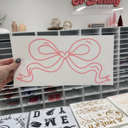 Light Pink valentine bow screen print transfer