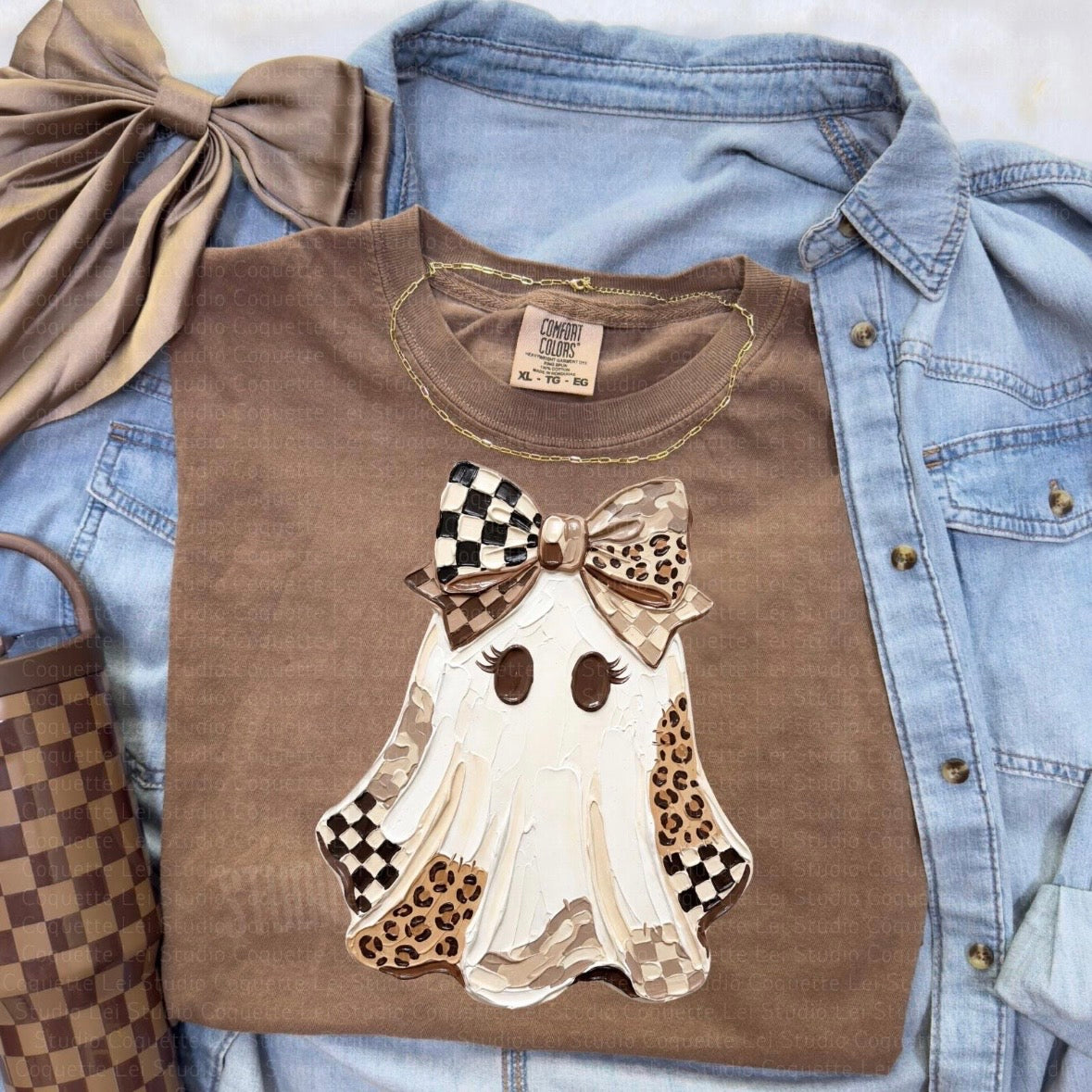 checker leopard ghost clear film screen print