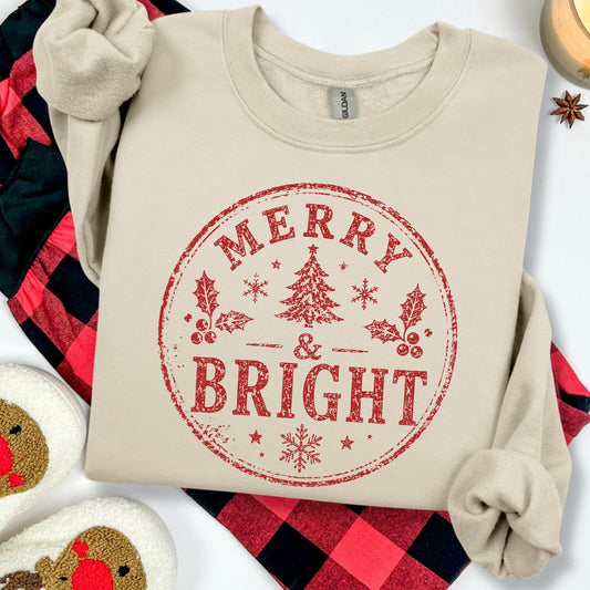 merry & bright screen print transfer
