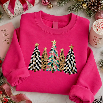 mixed pattern christmas trees clear film screen print