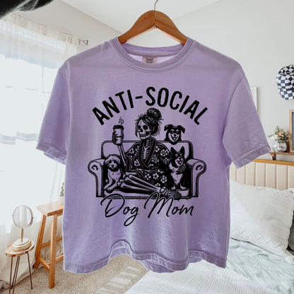 anti social dog mom screen print transfer