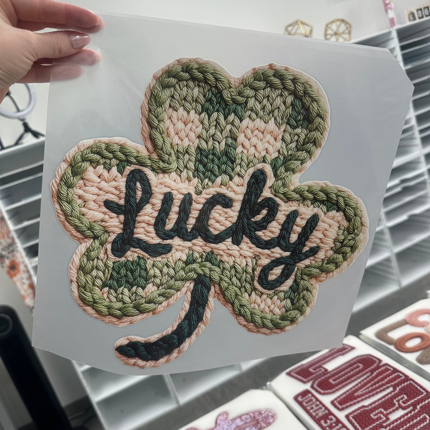 Lucky Shamrock clear film screen print