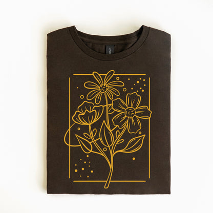 simple floral mustard ink color screen print transfer