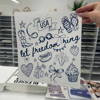 let freedom ring doodles screen print transfer