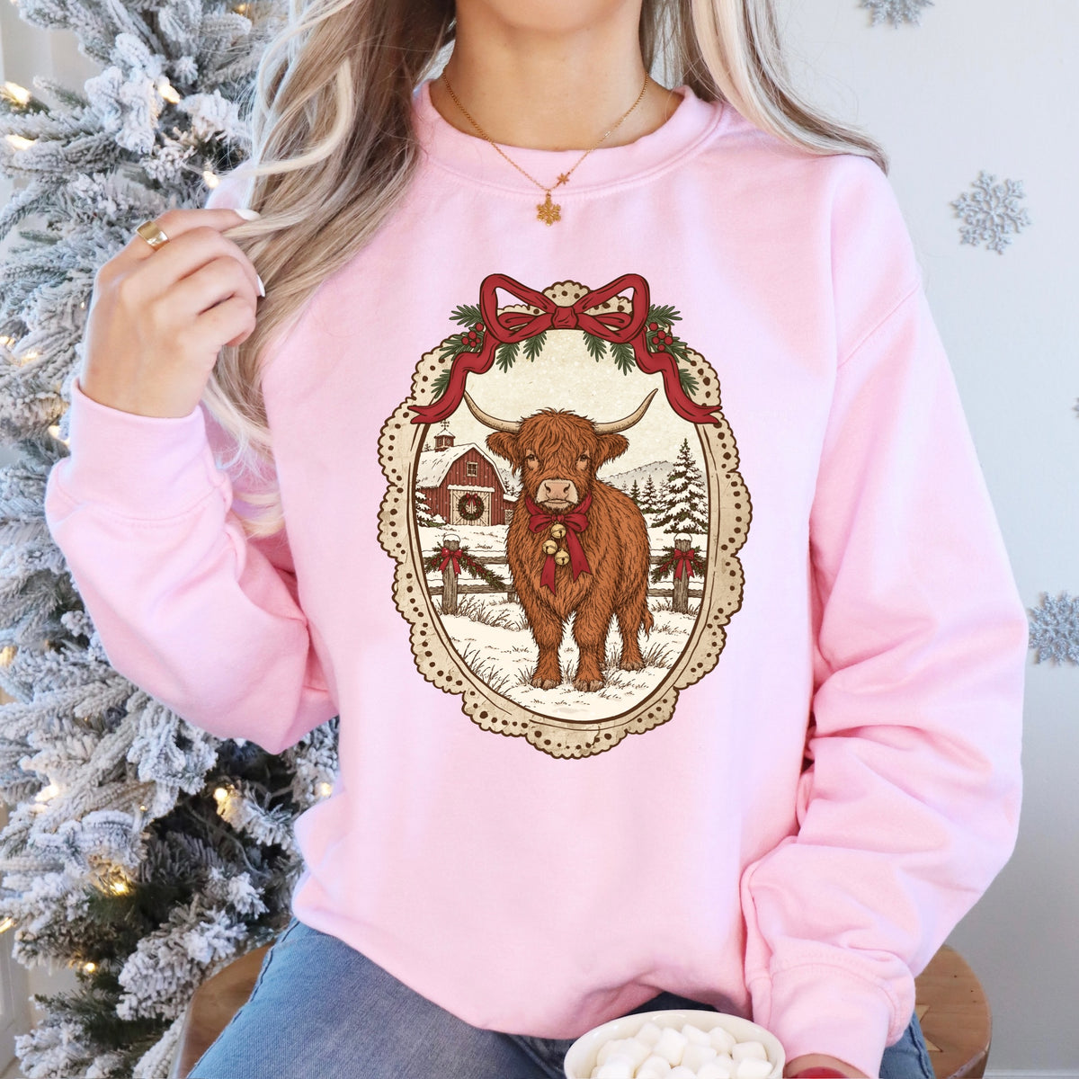 vintage christmas cow DTF PRE-ORDER 5-7 biz day tat
