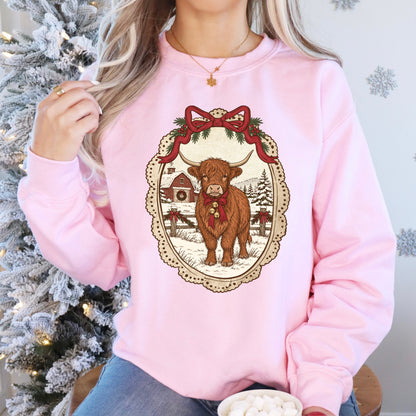 vintage christmas cow DTF PRE-ORDER 5-7 biz day tat