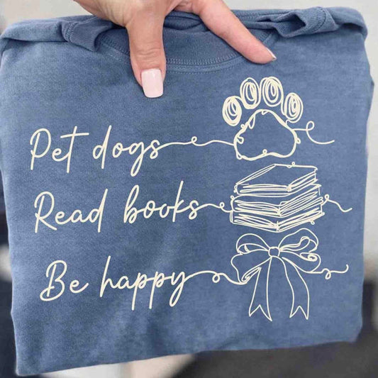 pet dogs read books screen print transfer•