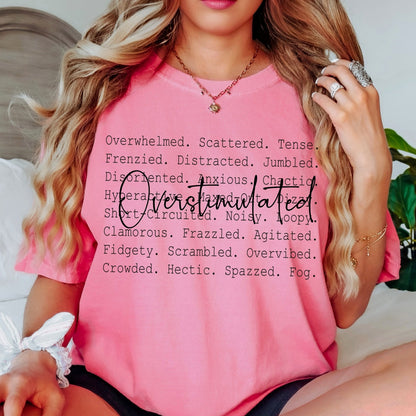 overstimulated word art screen print transfer