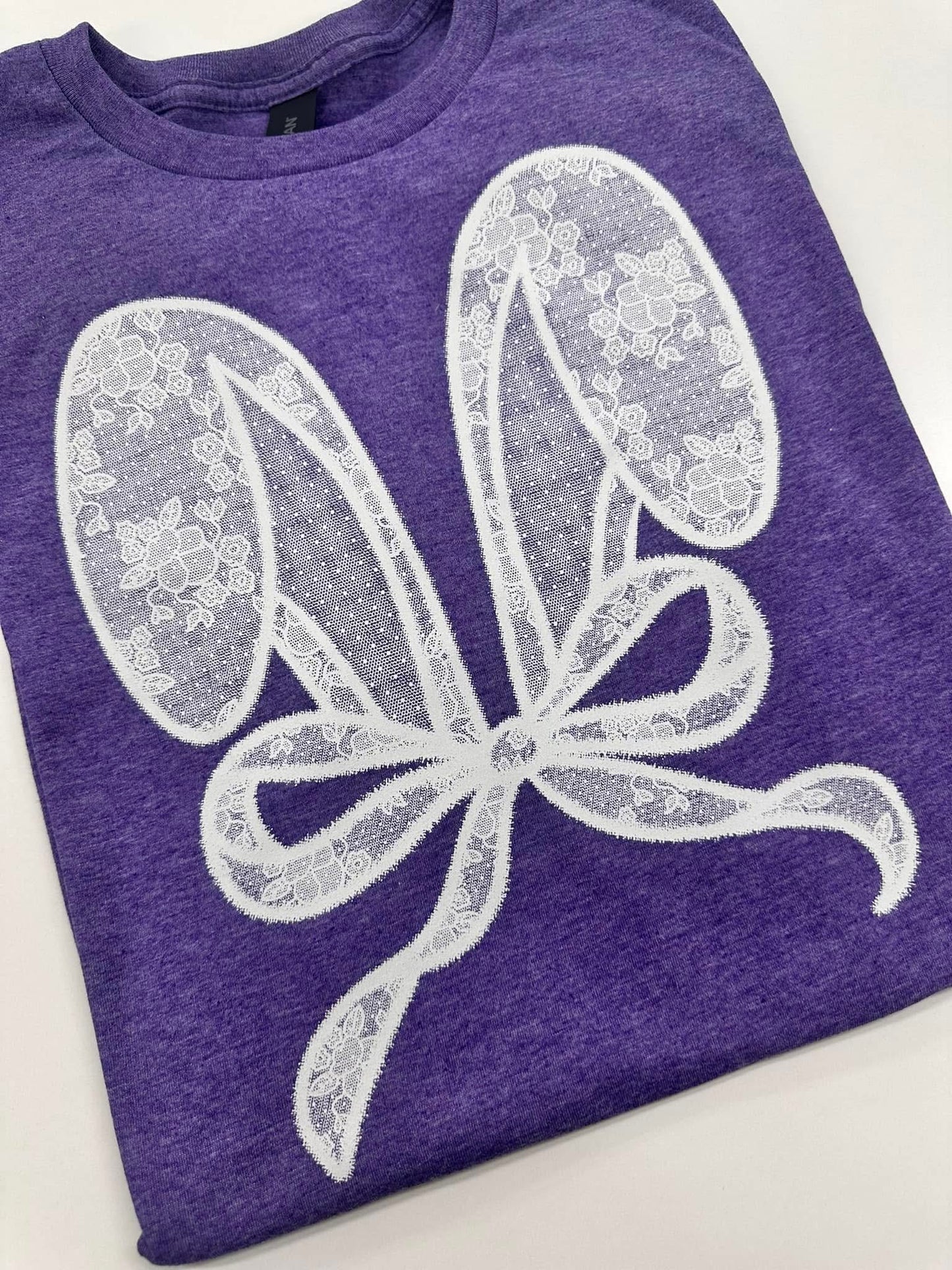 Lace bunny ears screen print transfer