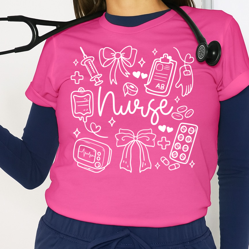 nurse doodles screen print transfer