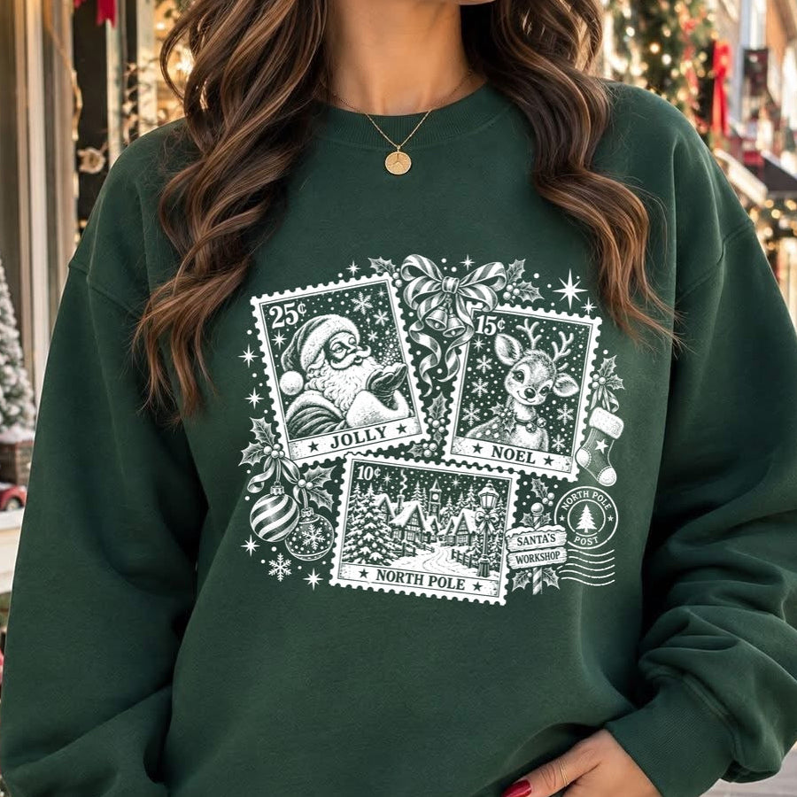 christmas stamps screen print transfer