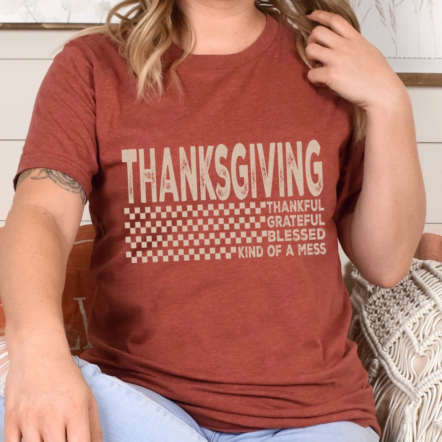 Thanksgiving checker screen print transfer